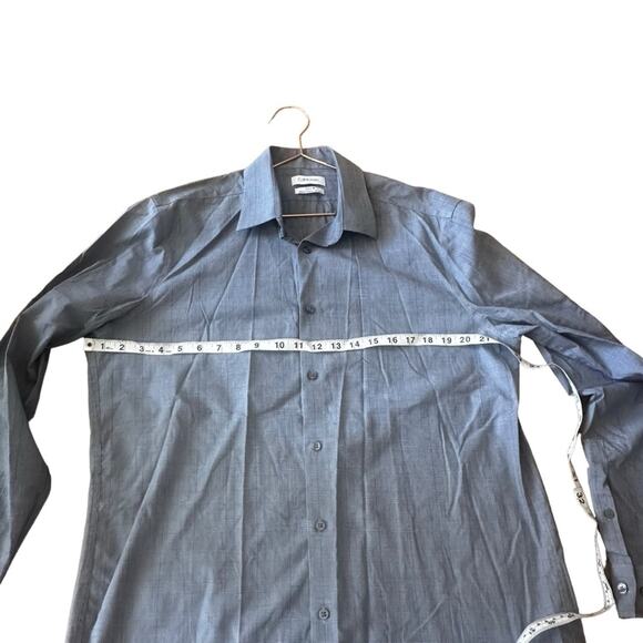 Calvin Klein gray subtle stripe Slim Fit stretch steel non iron button downn - Picture 5 of 7